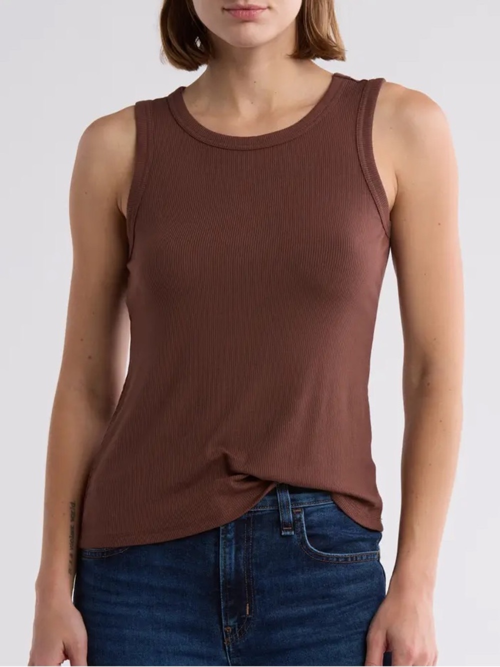 NWT Brown Halogen Ribbed Tank